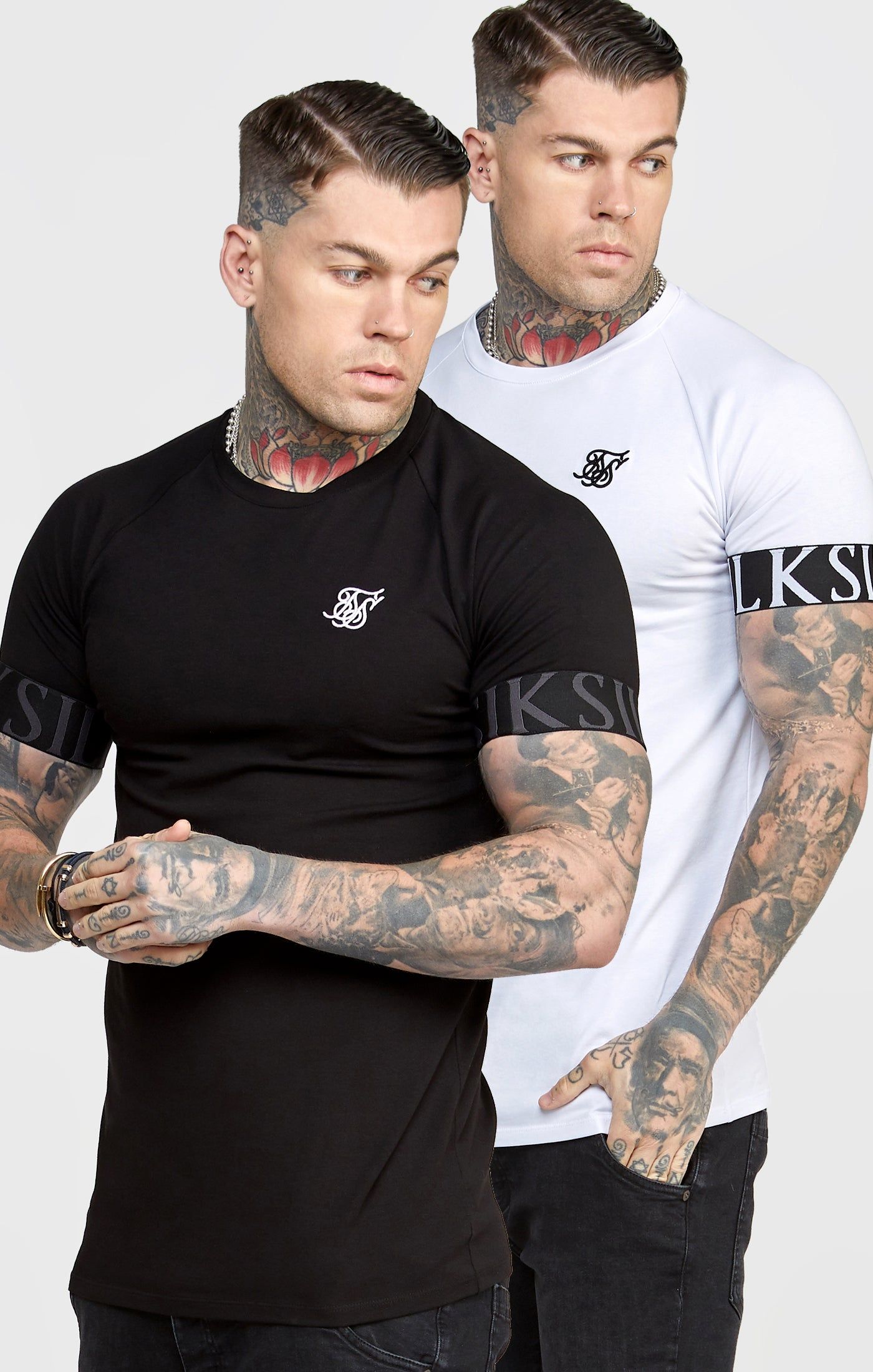Black Twin Pack Muscle Fit Tech T-Shirt sold by Siksilk