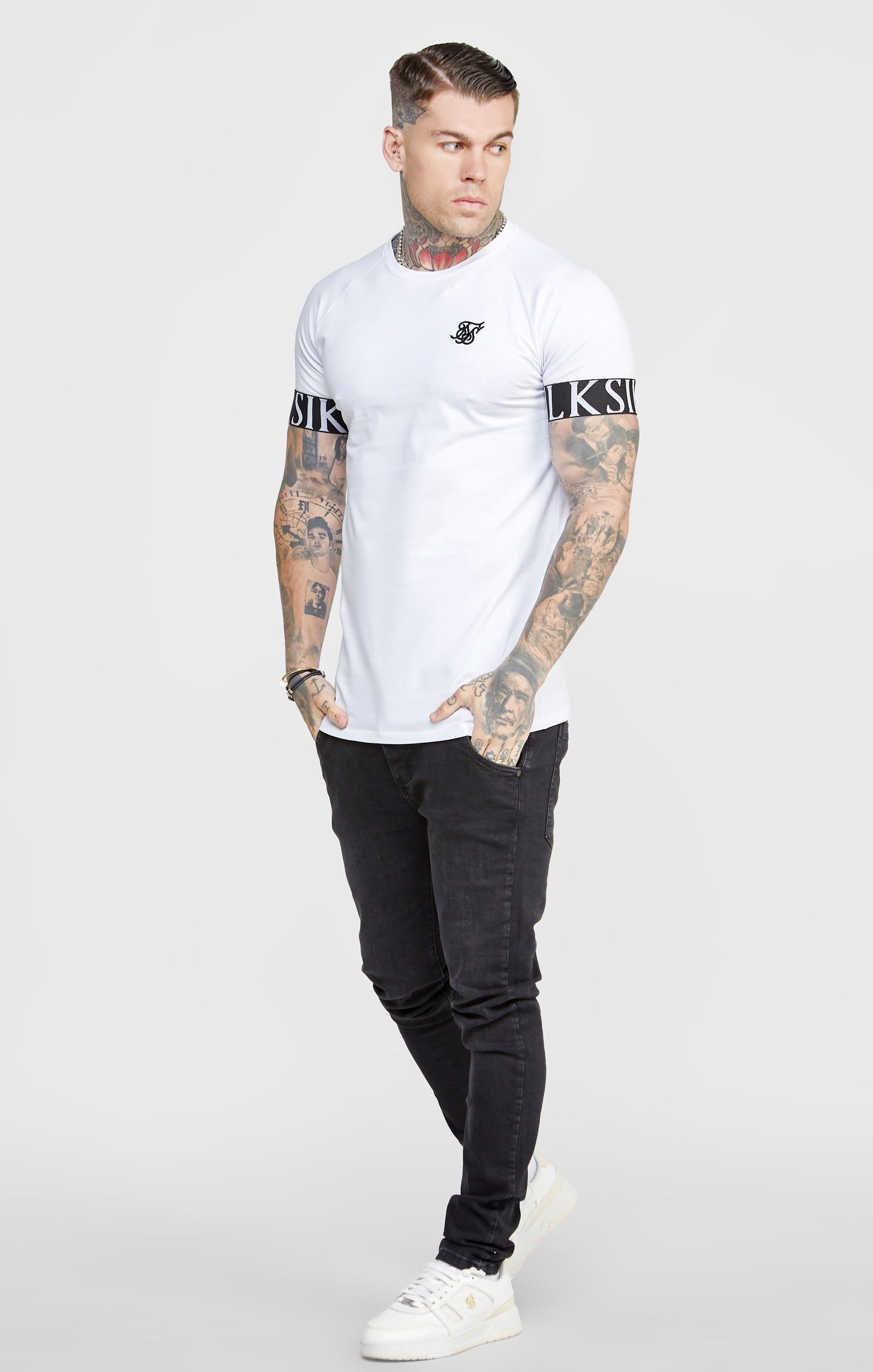 Black Twin Pack Muscle Fit Tech T-Shirt sold by Siksilk product image thumbnail 4