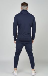 Navy Sports Zip Through Muscle Fit Hoodie sold by Siksilk