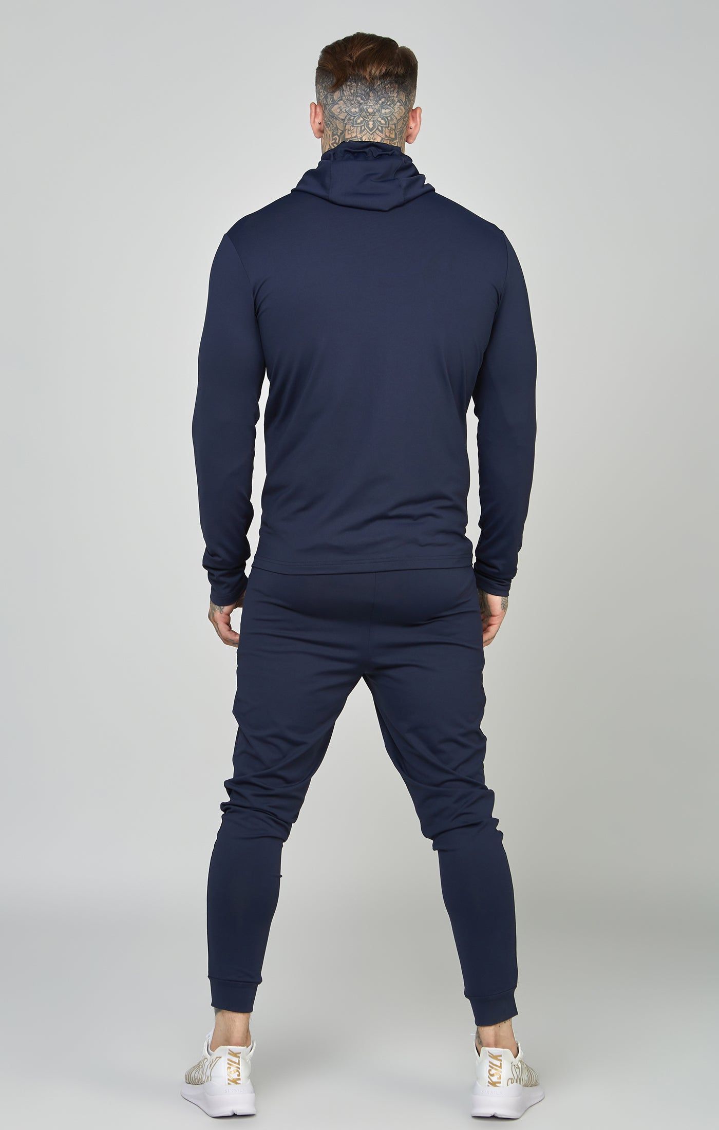 Navy Sports Zip Through Muscle Fit Hoodie sold by Siksilk product image thumbnail 5