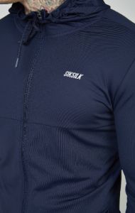 Navy Sports Zip Through Muscle Fit Hoodie sold by Siksilk
