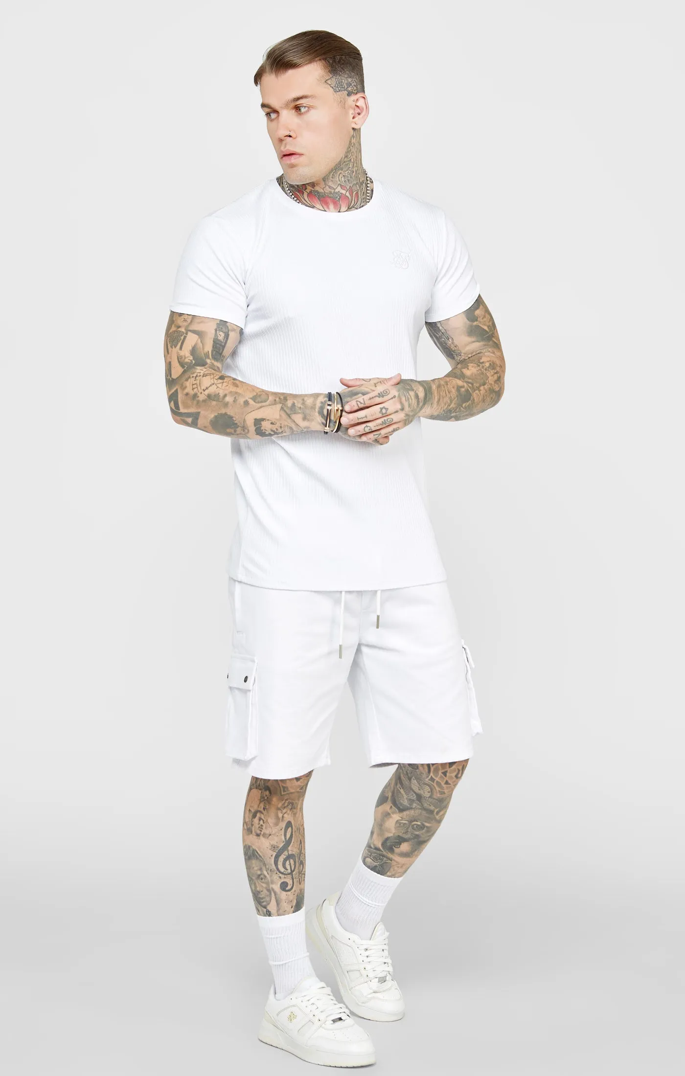 White Rib Knit T-Shirt sold by Siksilk product image thumbnail 4