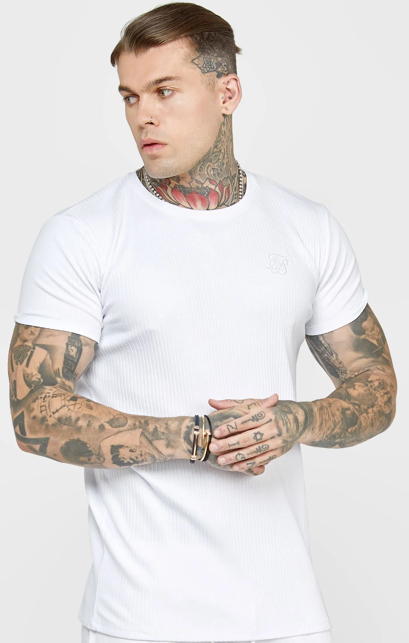 White Rib Knit T-Shirt sold by Siksilk