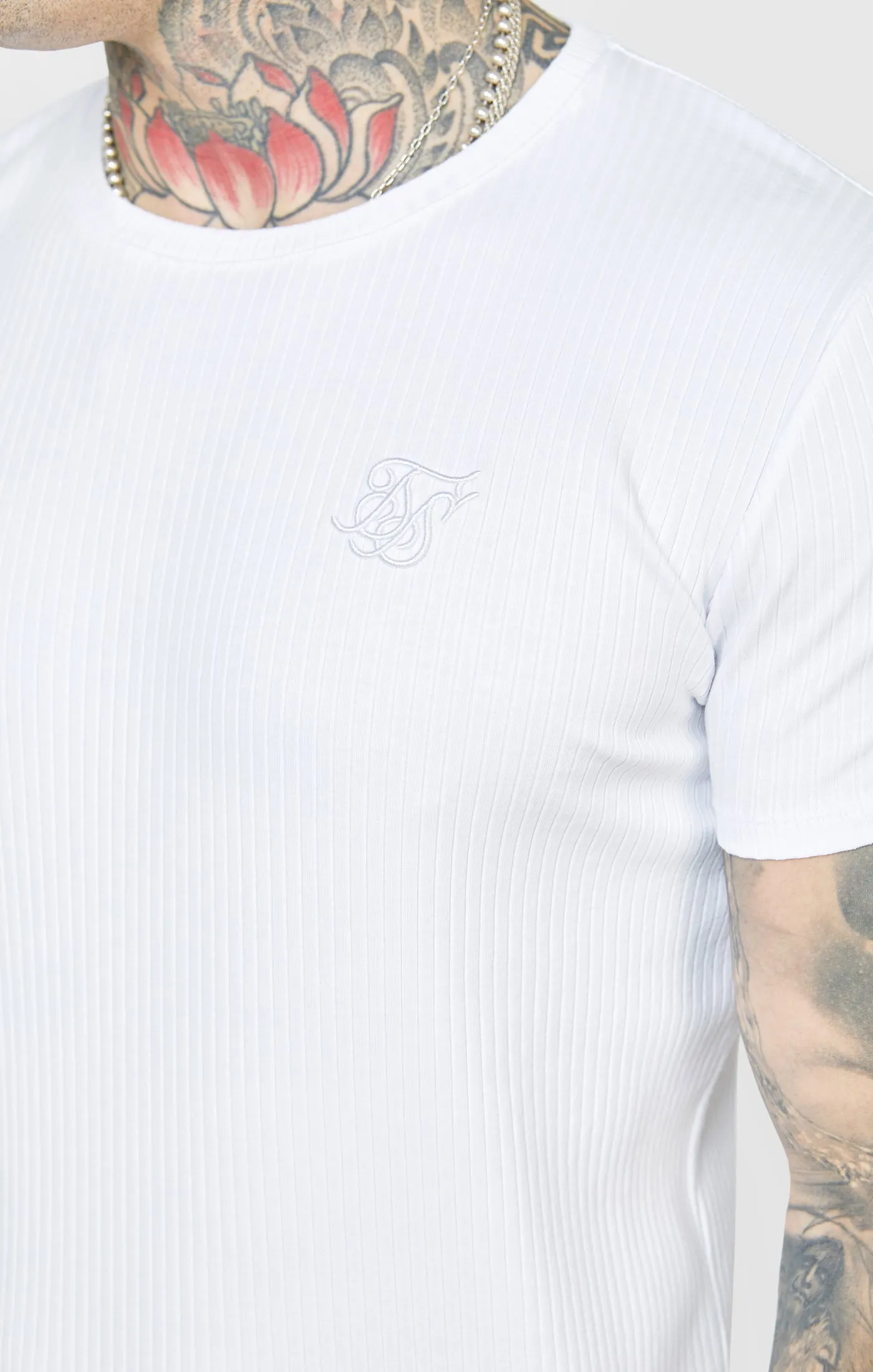 White Rib Knit T-Shirt sold by Siksilk product image thumbnail 2