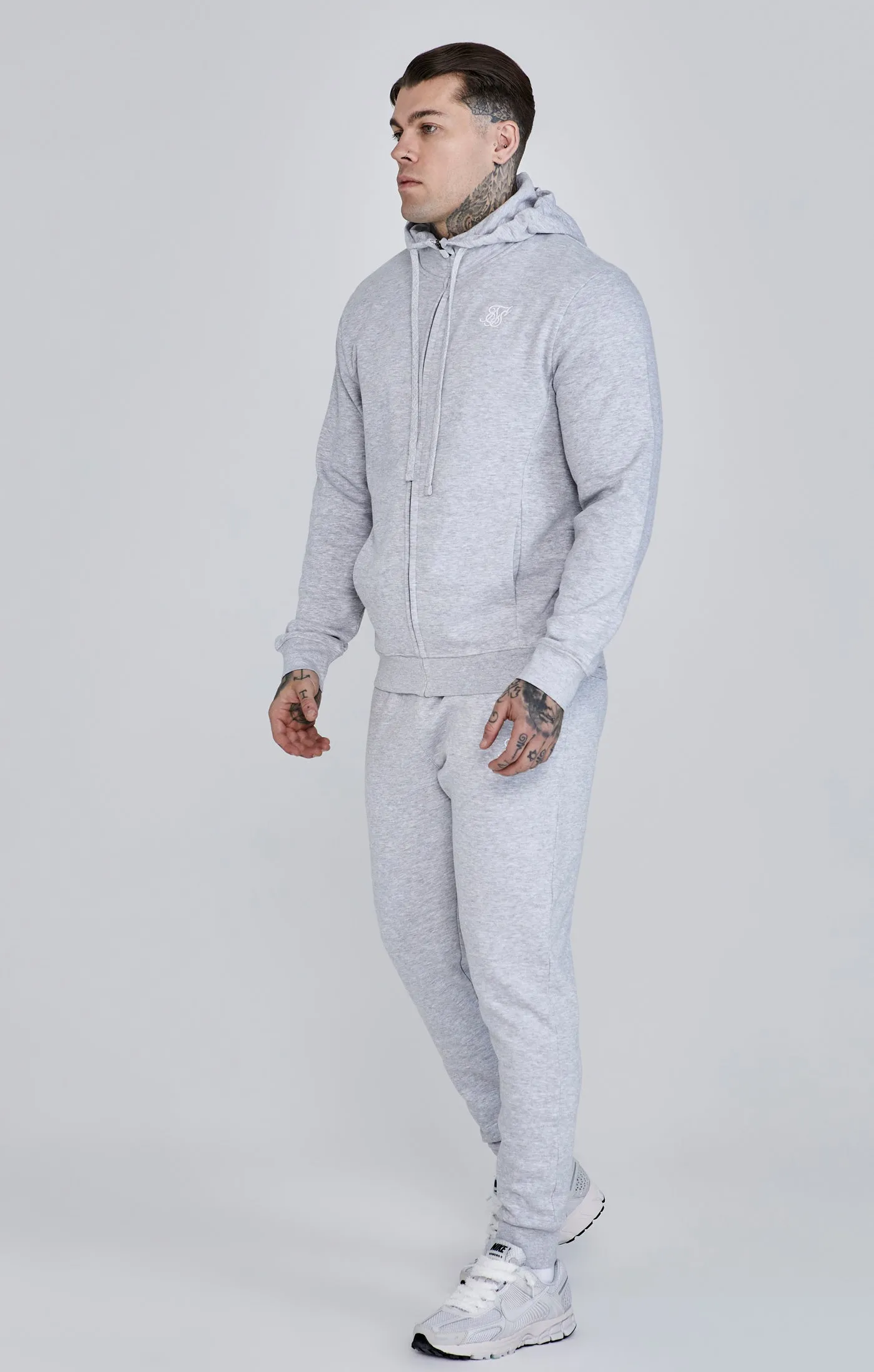 Grey Essentials Full Zip Hoodie sold by Siksilk product image thumbnail 4