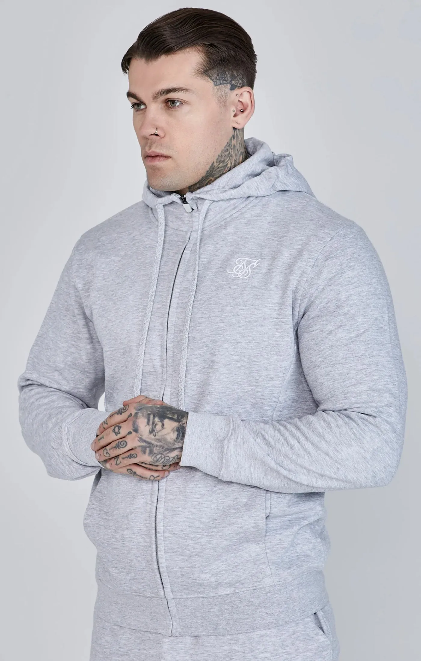 Grey Essentials Full Zip Hoodie sold by Siksilk