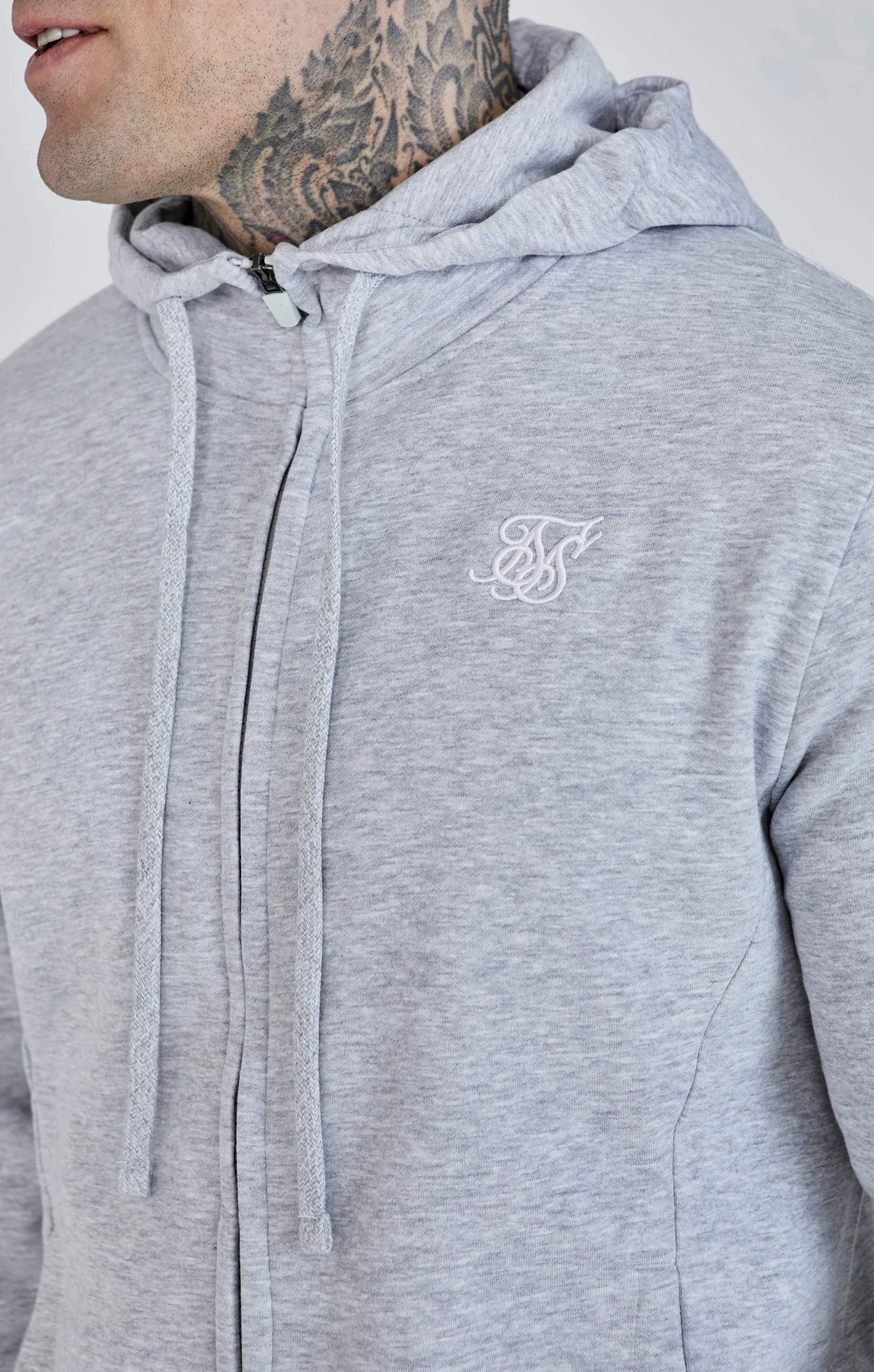 Grey Essentials Full Zip Hoodie sold by Siksilk product image thumbnail 3