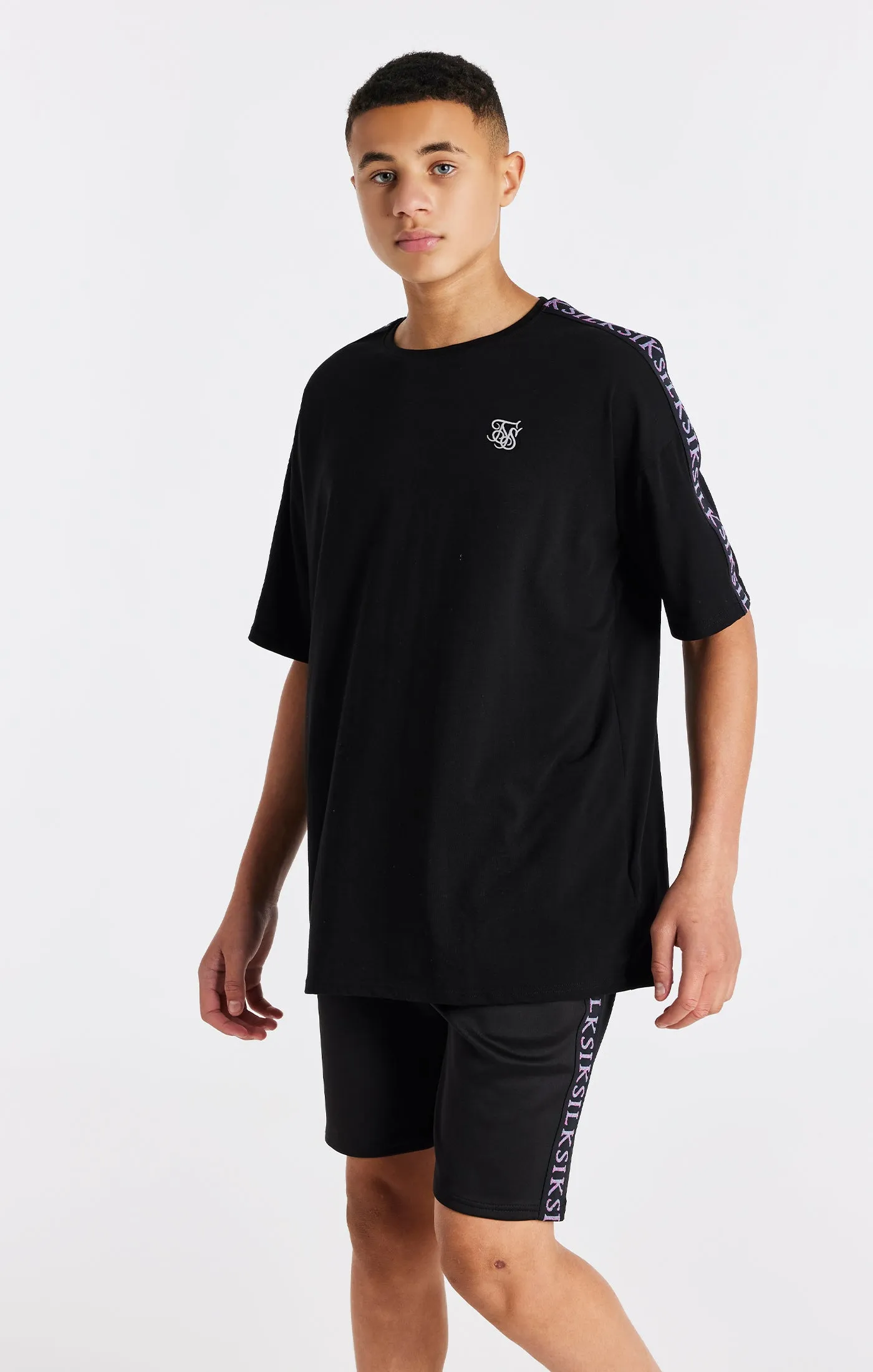 Boys Black Taped T-Shirt sold by Siksilk