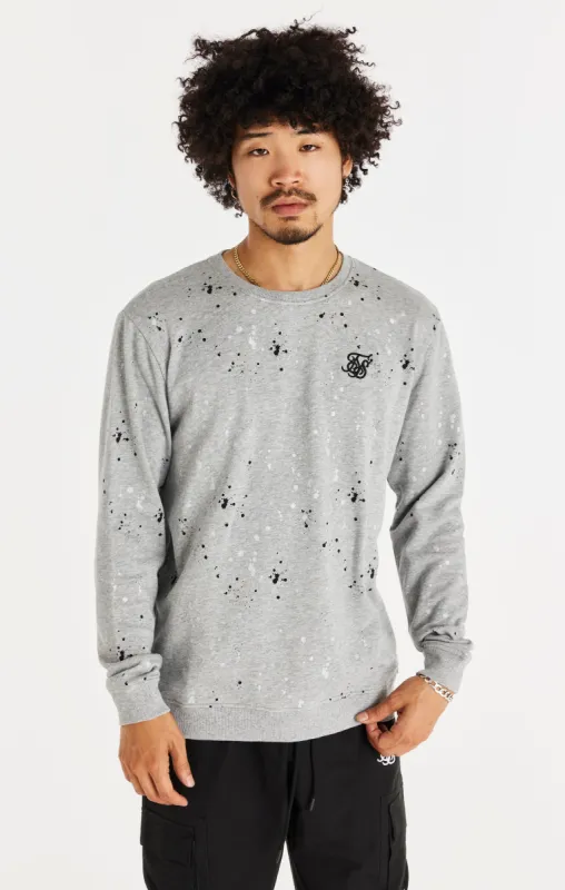 SikSilk Oversized Paint Splatter Sweater - Grey Marl sold by Siksilk