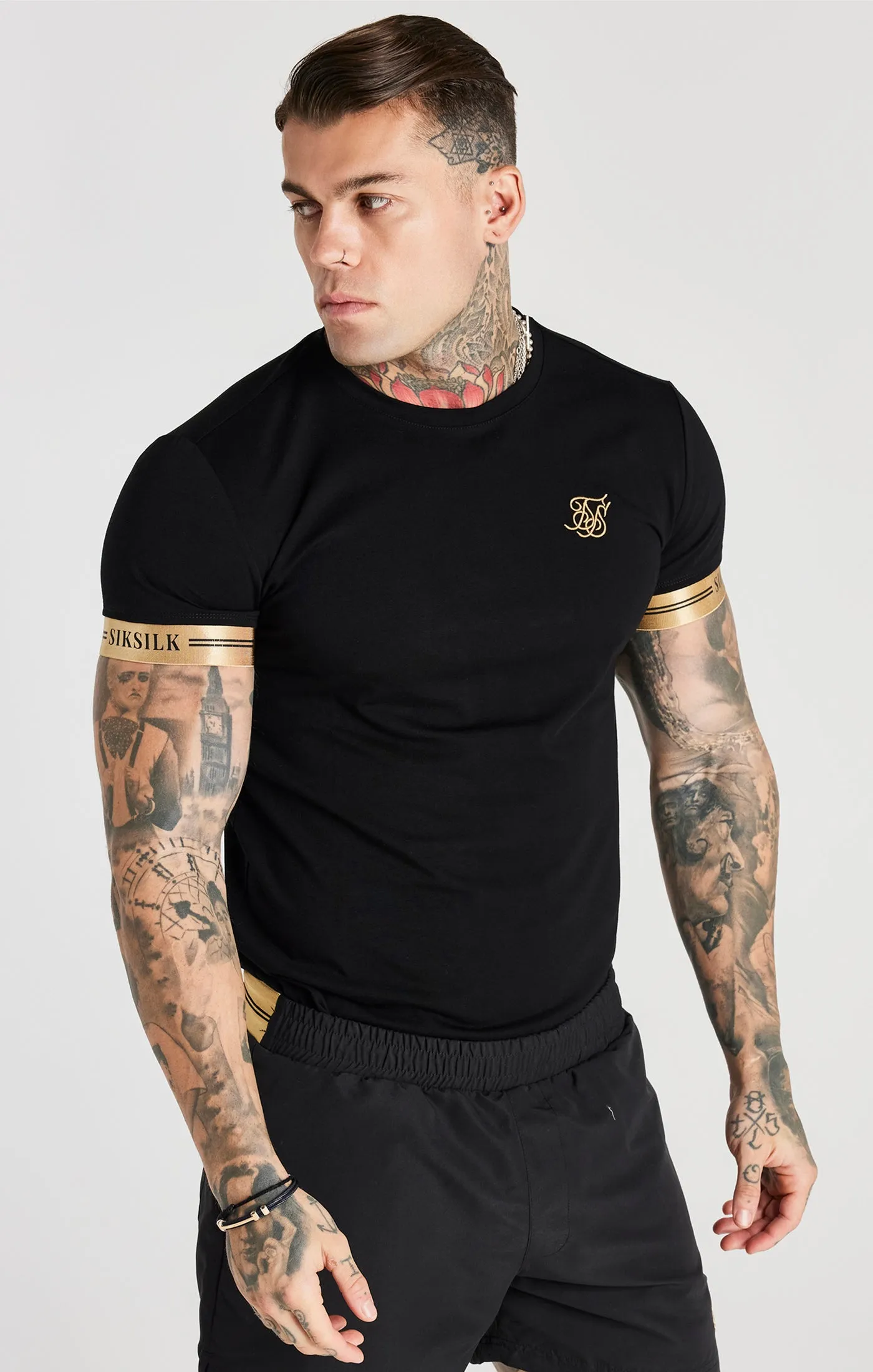 Black Elastic Cuff T-Shirt sold by Siksilk