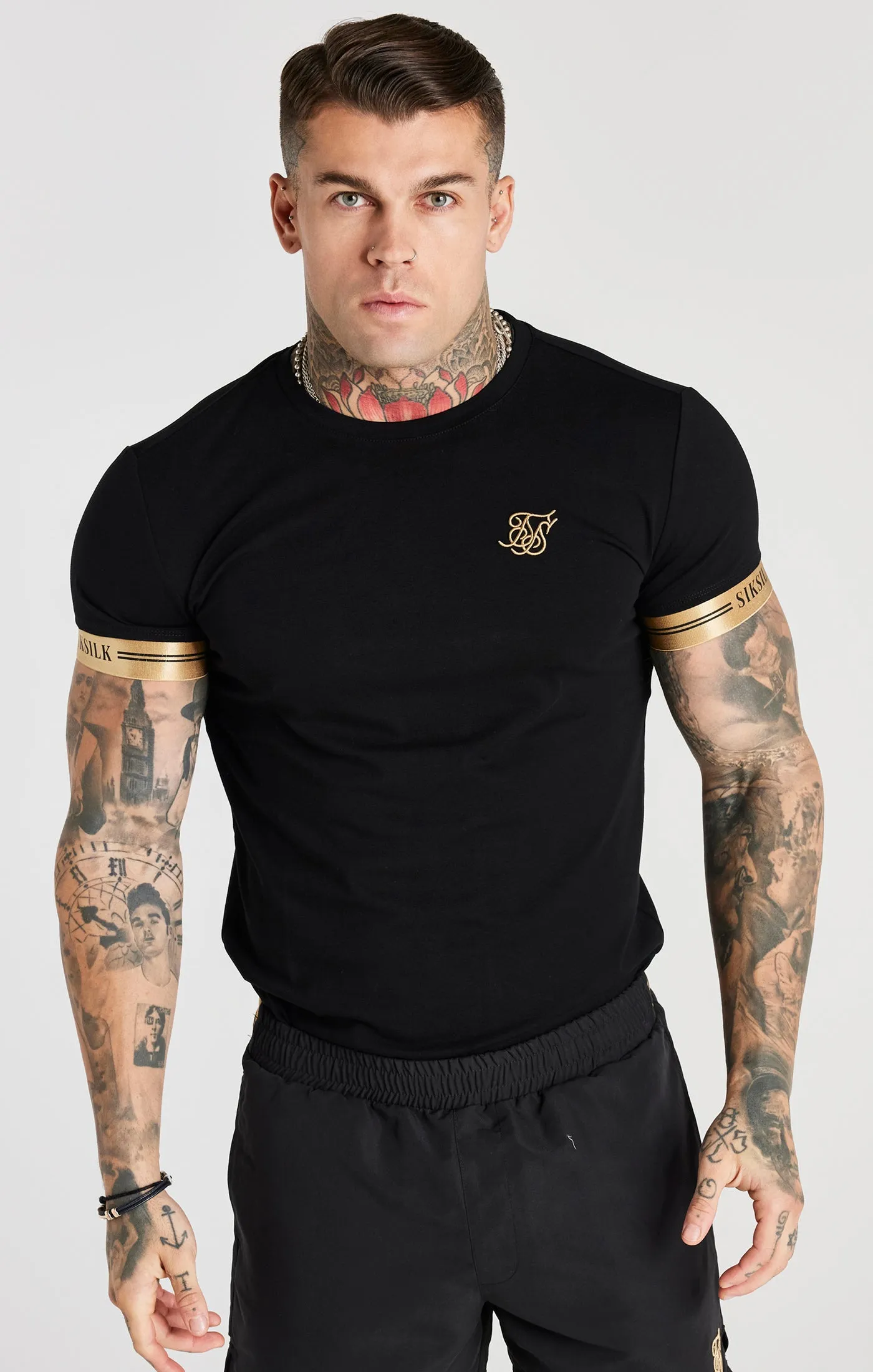 Black Elastic Cuff T-Shirt sold by Siksilk product image thumbnail 5