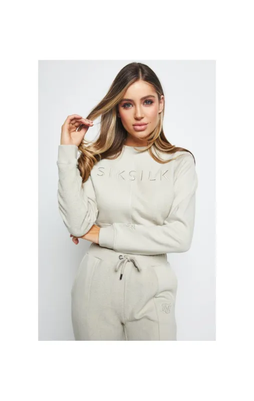 SikSilk Half & Half Cropped Sweatshirt - Stone sold by Siksilk