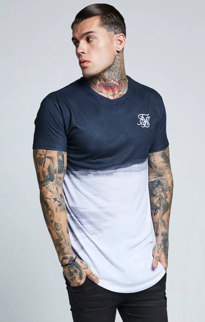 SikSilk Curved Hem Wash Out Tee - Black & White sold by Siksilk