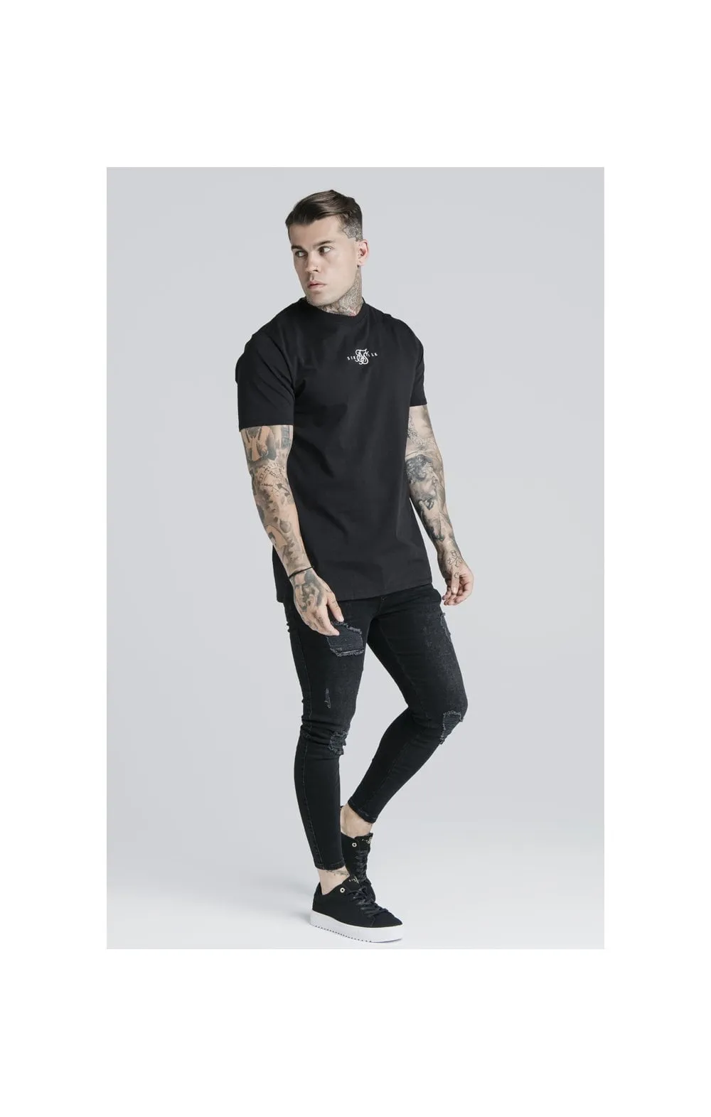 Black Essential Muscle Fit T-Shirt sold by Siksilk product image thumbnail 3