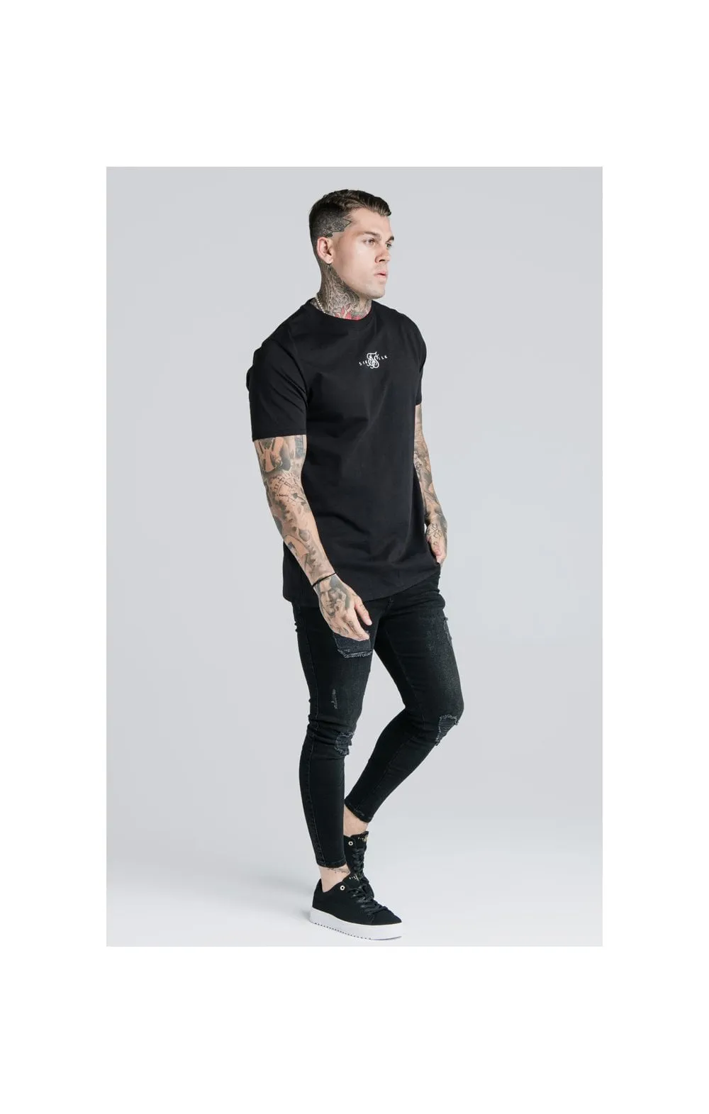 Black Essential Muscle Fit T-Shirt sold by Siksilk product image thumbnail 5
