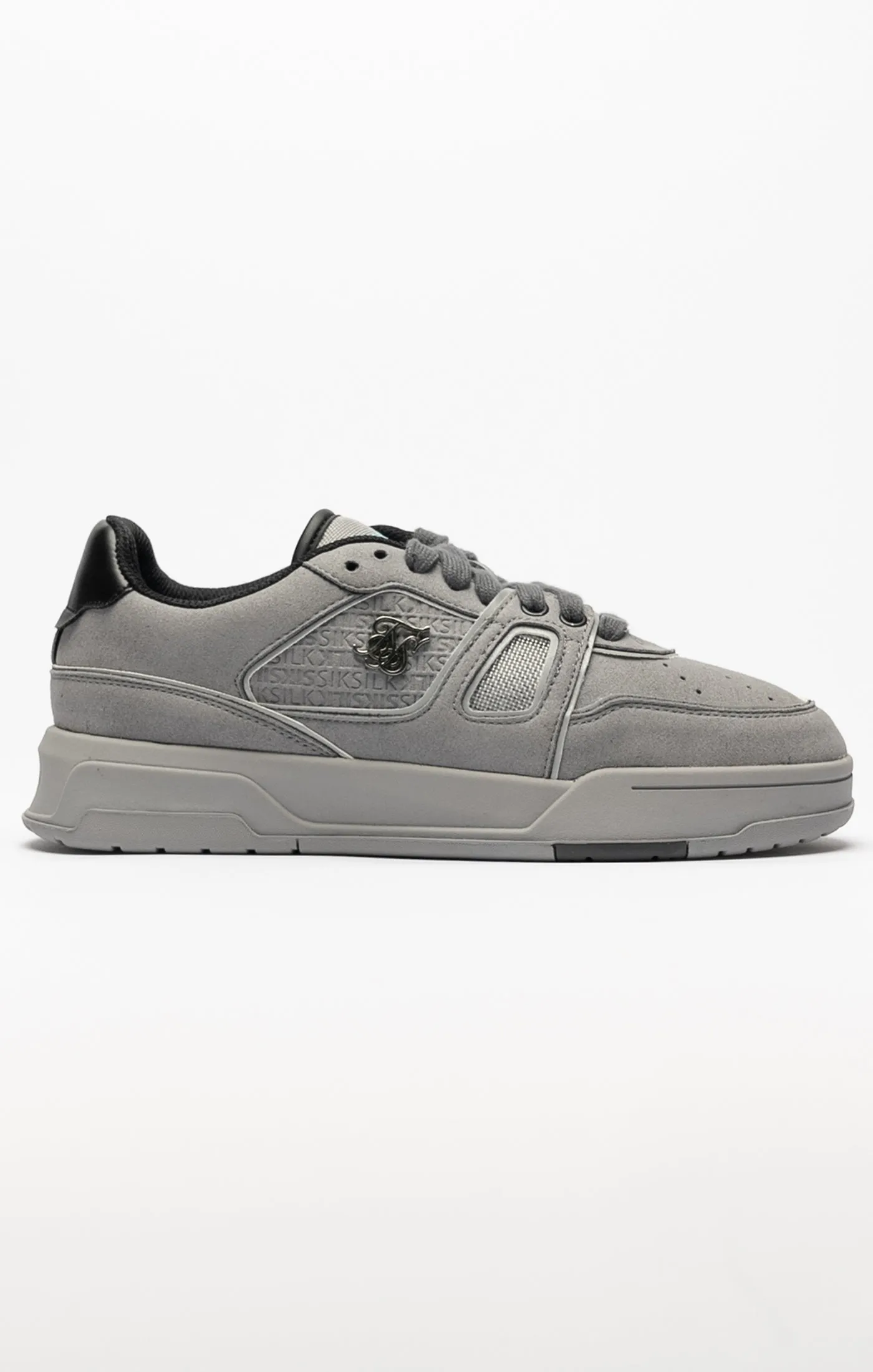 Grey Mixed Material Low Top Court Trainers sold by Siksilk