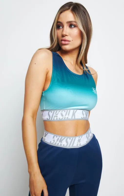 SikSilk Fade Tape Bralette - Navy & Teal sold by Siksilk