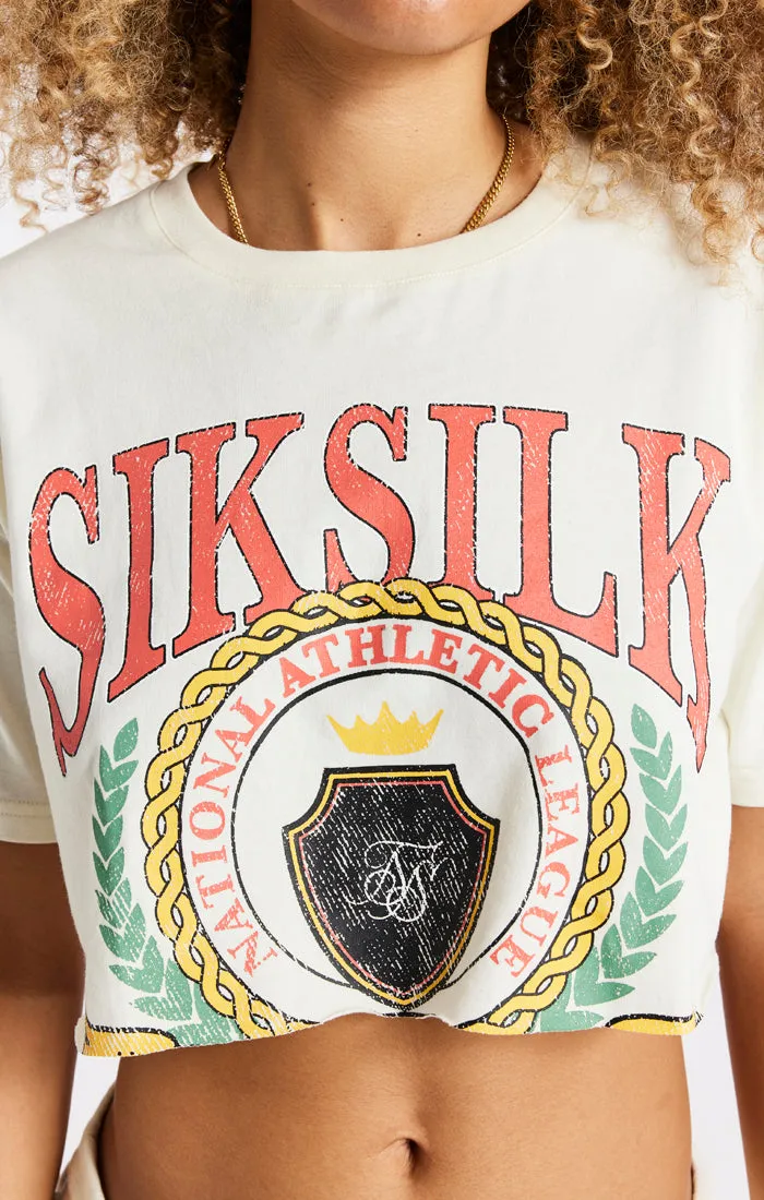 SikSilk Varsity Cropped Tee - Ecru sold by Siksilk product image thumbnail 3