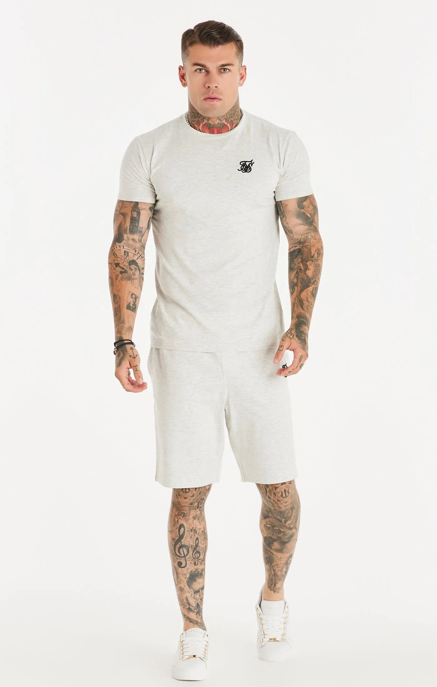 Snow Marl Essential Muscle Fit T-Shirt sold by Siksilk product image thumbnail 3