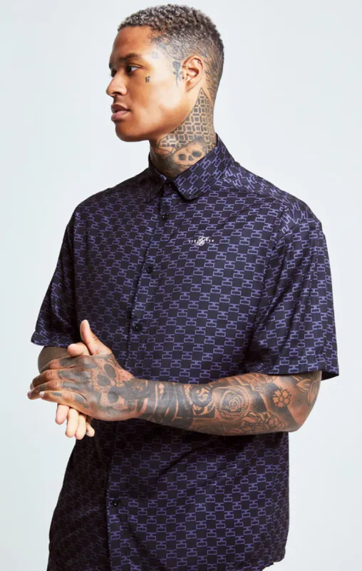 Black Monogram Resort Shirt sold by Siksilk