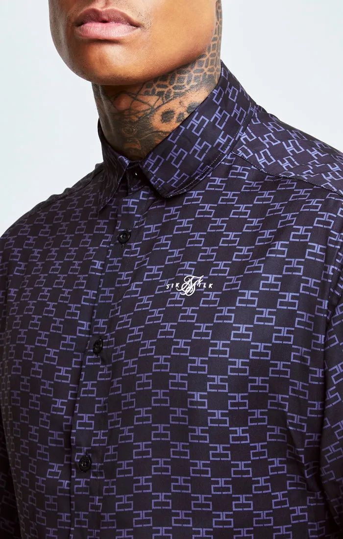 Black Monogram Resort Shirt sold by Siksilk product image thumbnail 3