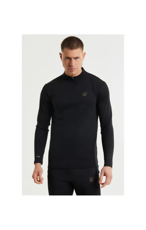 SikSilk L/S Quarter Zip Performance Top - Black & Gold sold by Siksilk