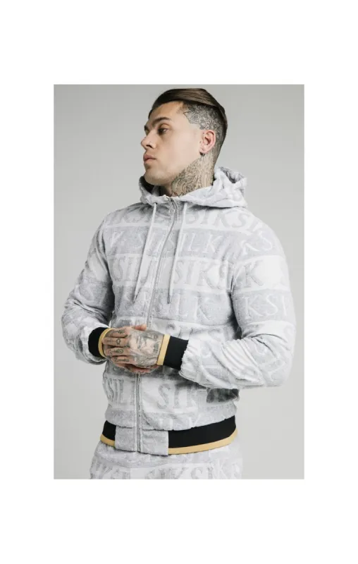 SikSilk Inverse Zip Through Hoodie - Grey,Black & Gold sold by Siksilk