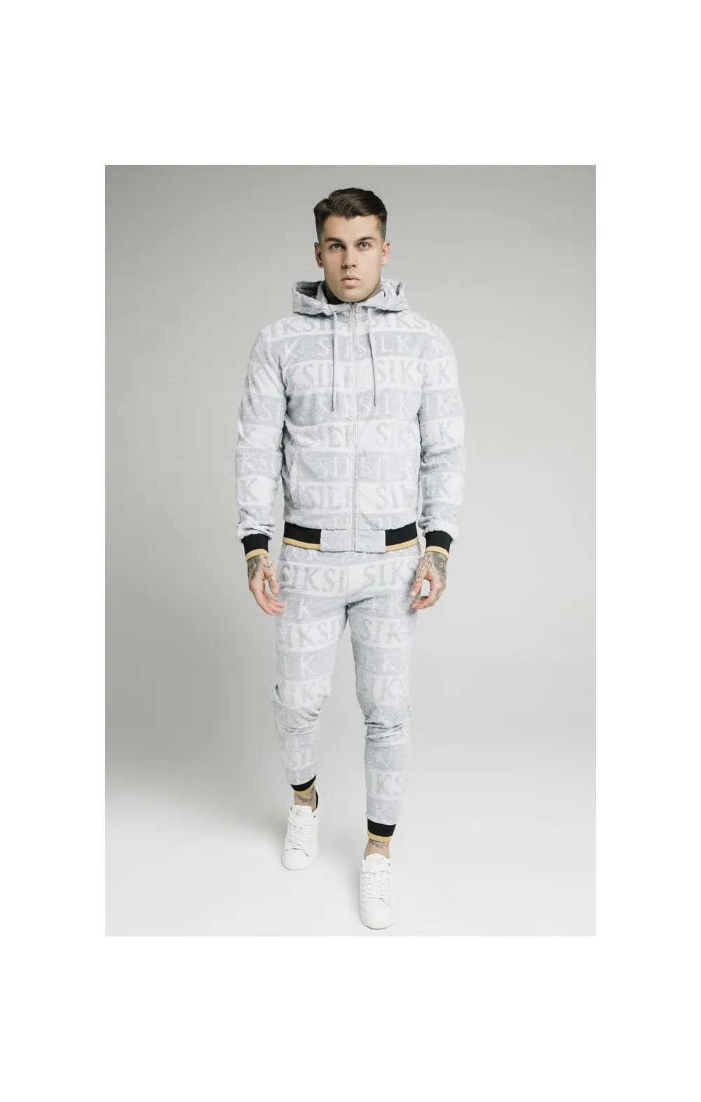 SikSilk Inverse Zip Through Hoodie - Grey,Black & Gold sold by Siksilk product image thumbnail 5