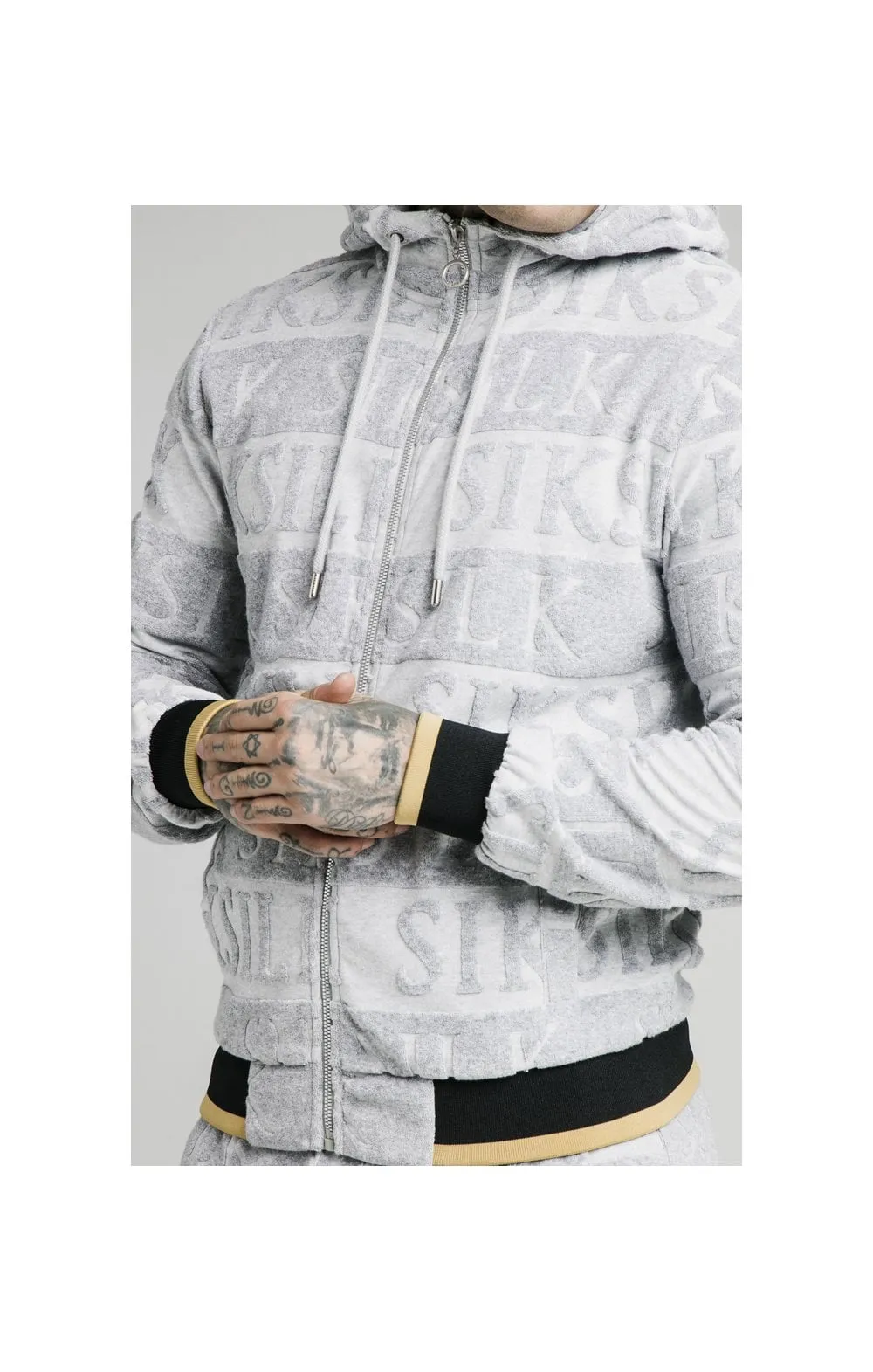 SikSilk Inverse Zip Through Hoodie - Grey,Black & Gold sold by Siksilk product image thumbnail 2