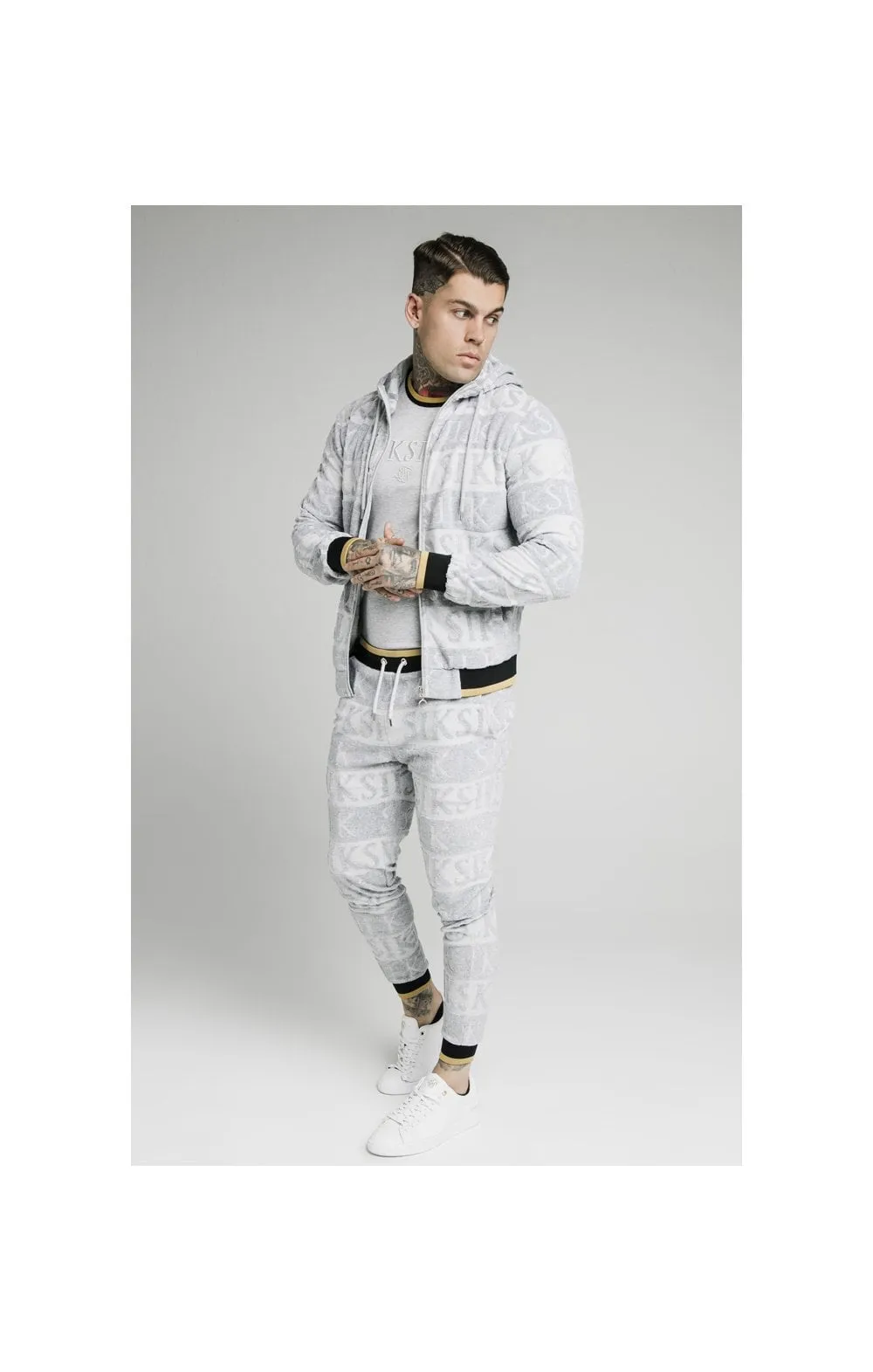 SikSilk Inverse Zip Through Hoodie - Grey,Black & Gold sold by Siksilk product image thumbnail 3