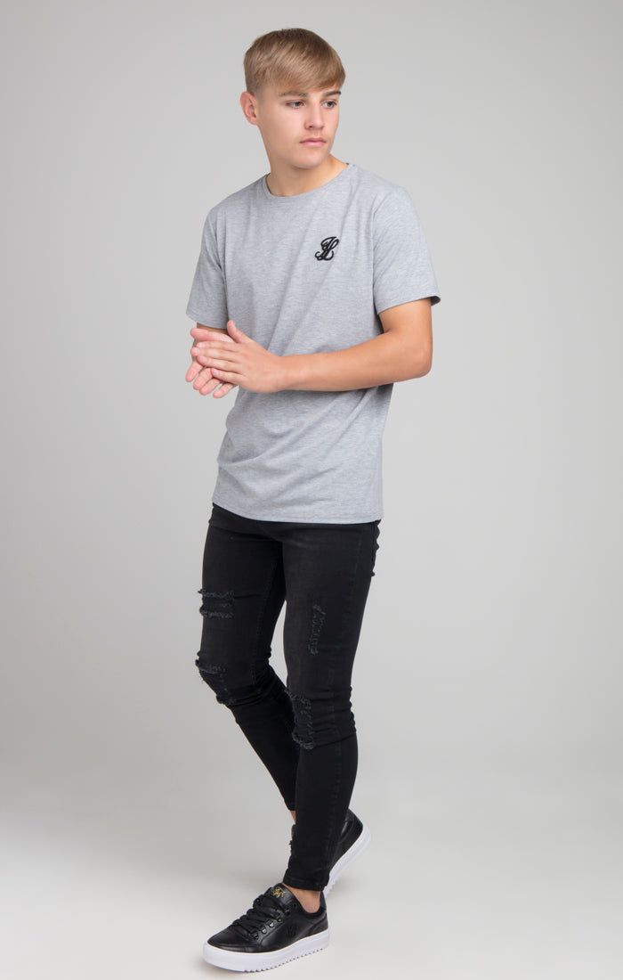 Boys Illusive Grey Marl Essentials Short Sleeve T-Shirt sold by Siksilk product image thumbnail 2