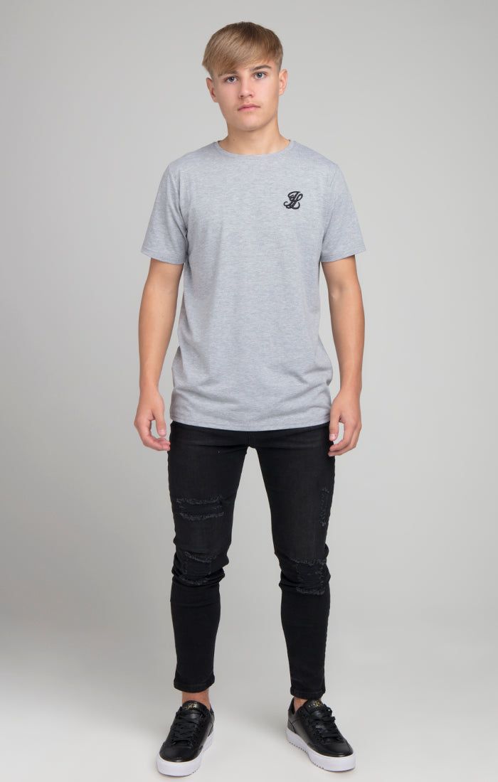 Boys Illusive Grey Marl Essentials Short Sleeve T-Shirt sold by Siksilk product image thumbnail 4