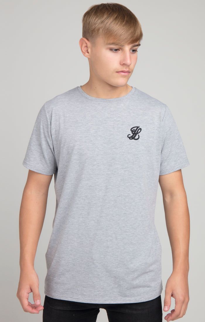 Boys Illusive Grey Marl Essentials Short Sleeve T-Shirt sold by Siksilk