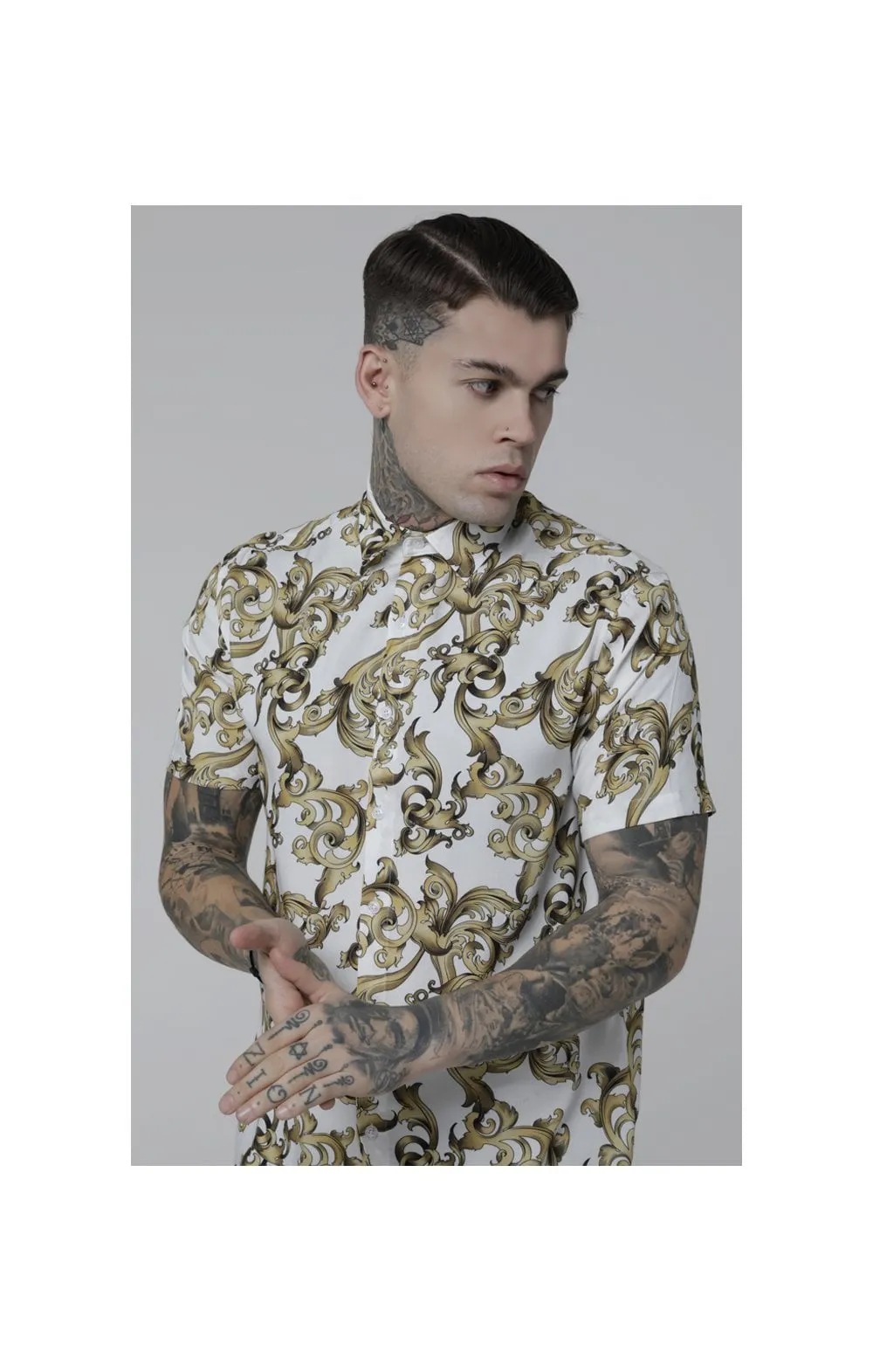 SikSilk S/S Resort Shirt – White Venetian sold by Siksilk
