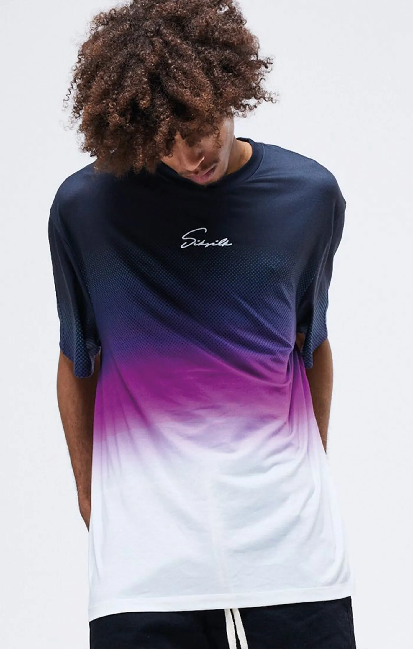 SikSilk Retro Flash Relaxed Fit Tee - Black Teal & Pink sold by Siksilk
