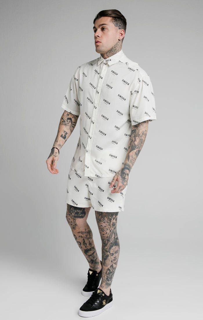 Ecru Print Resort Shirt sold by Siksilk product image thumbnail 4