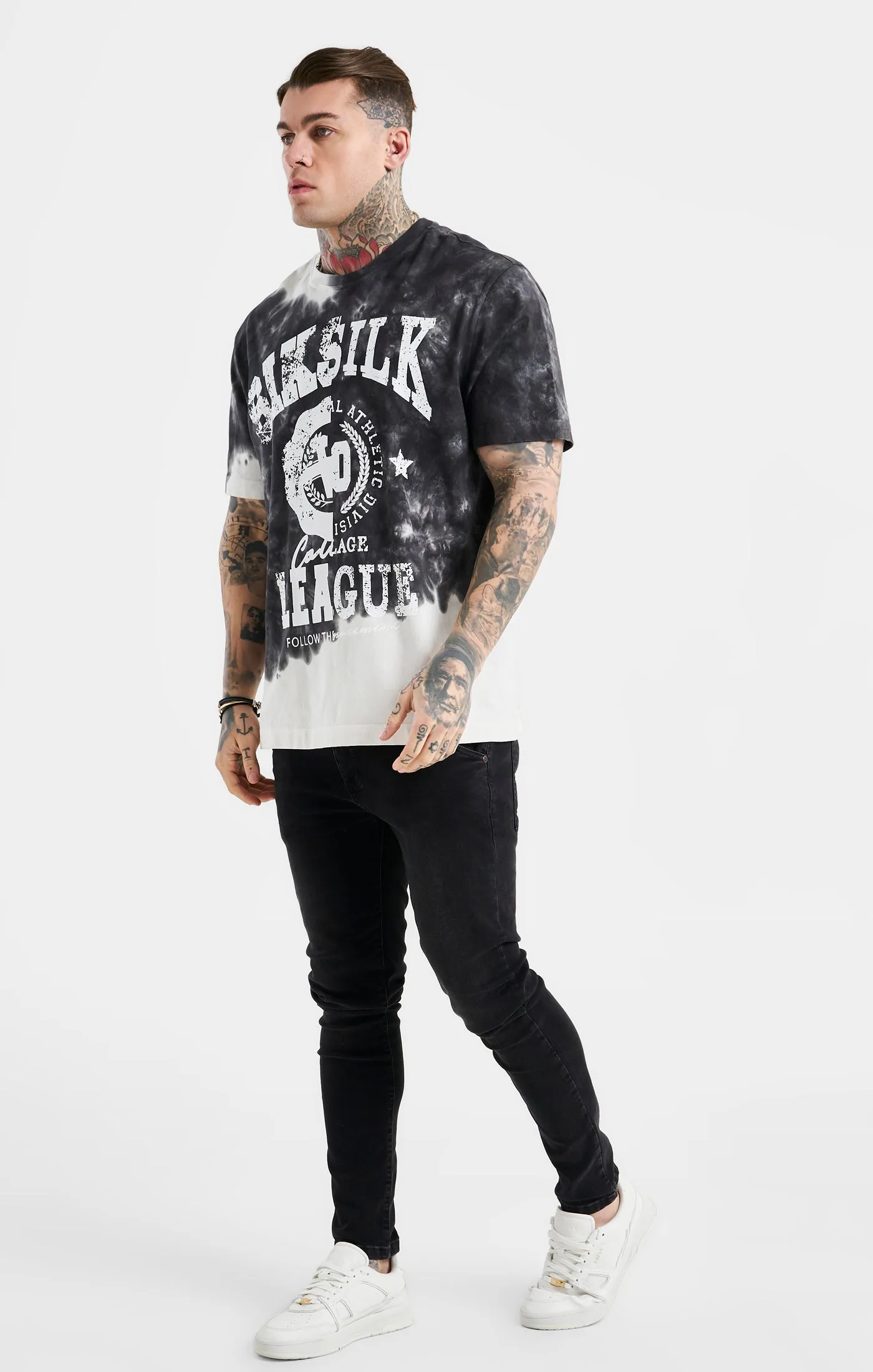 Black Varsity Print Oversized T-Shirt sold by Siksilk product image thumbnail 3