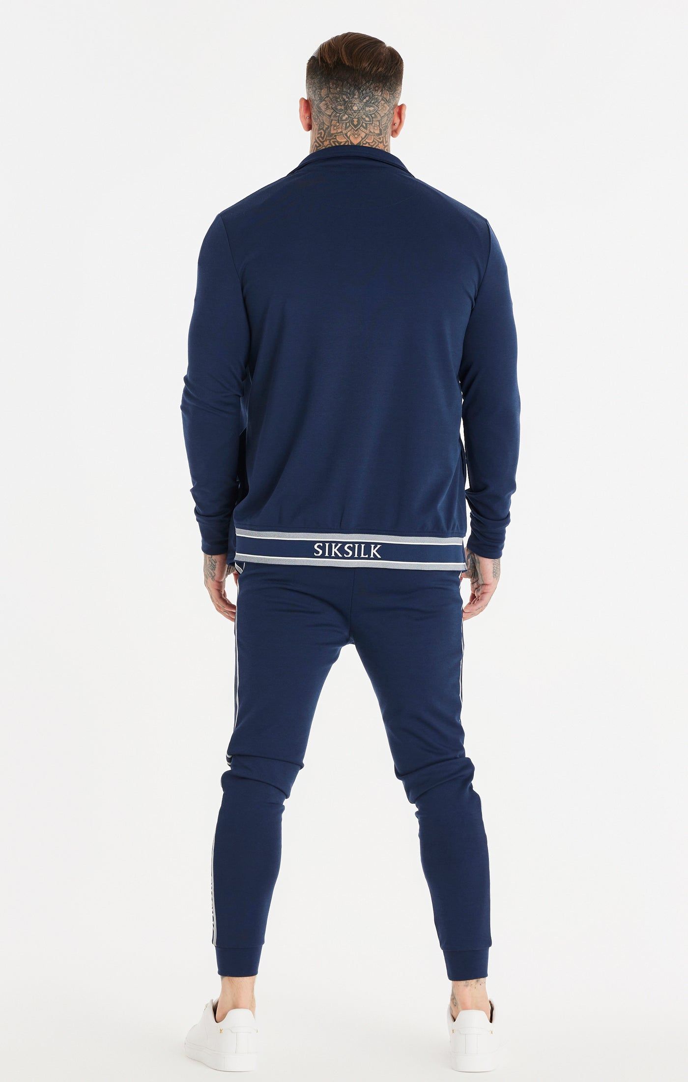 Navy Funnel Neck Zip Through Hoodie sold by Siksilk product image thumbnail 7
