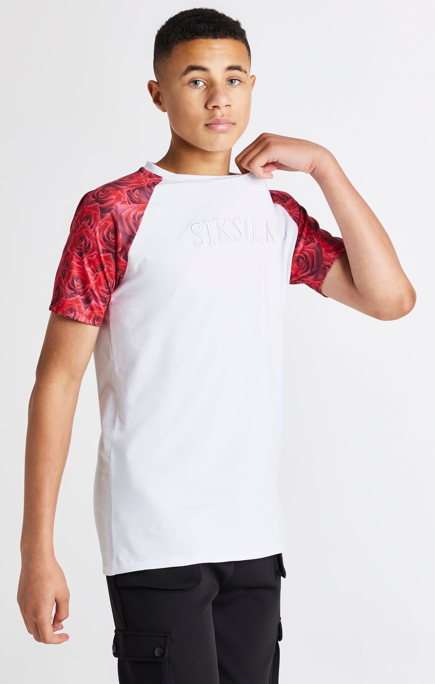 Boys White Raglan Rose T-Shirt sold by Siksilk product image thumbnail 7