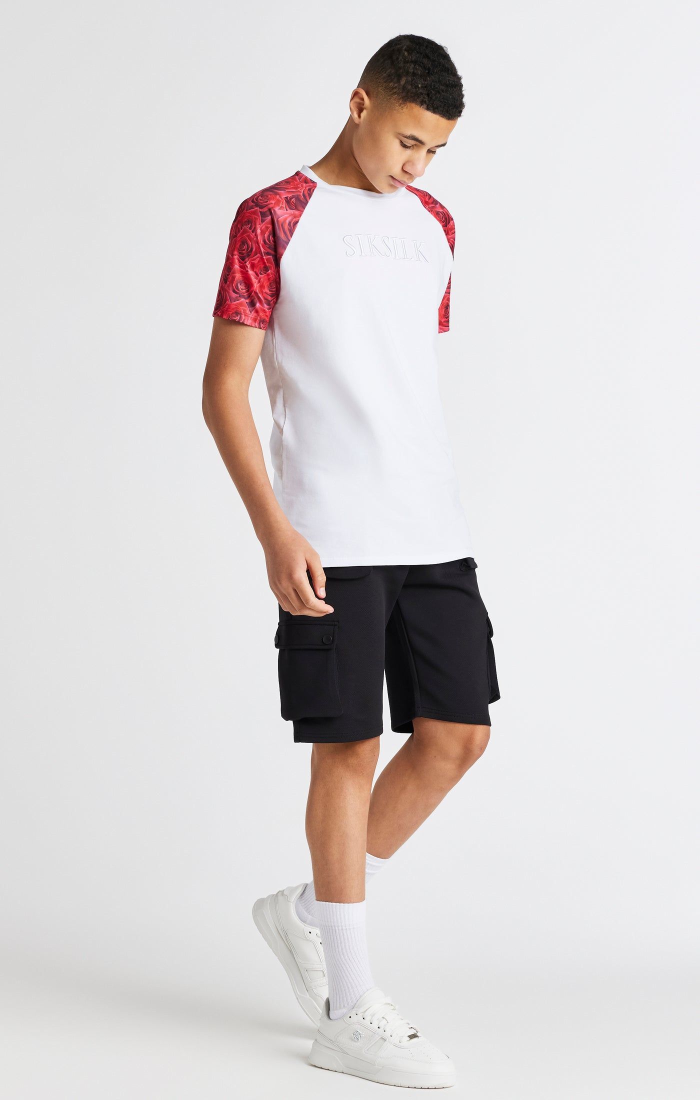 Boys White Raglan Rose T-Shirt sold by Siksilk product image thumbnail 4