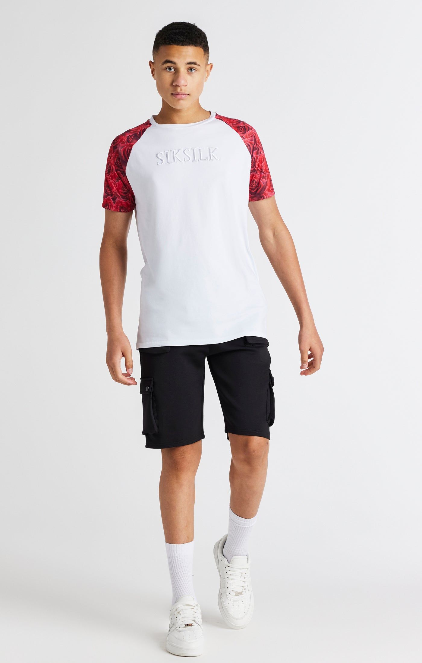 Boys White Raglan Rose T-Shirt sold by Siksilk product image thumbnail 3
