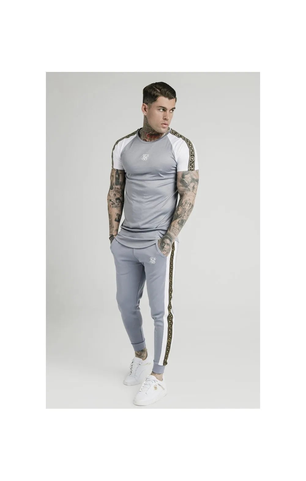 SikSilk S/S Taped Contrast Tee – Grey sold by Siksilk product image thumbnail 3