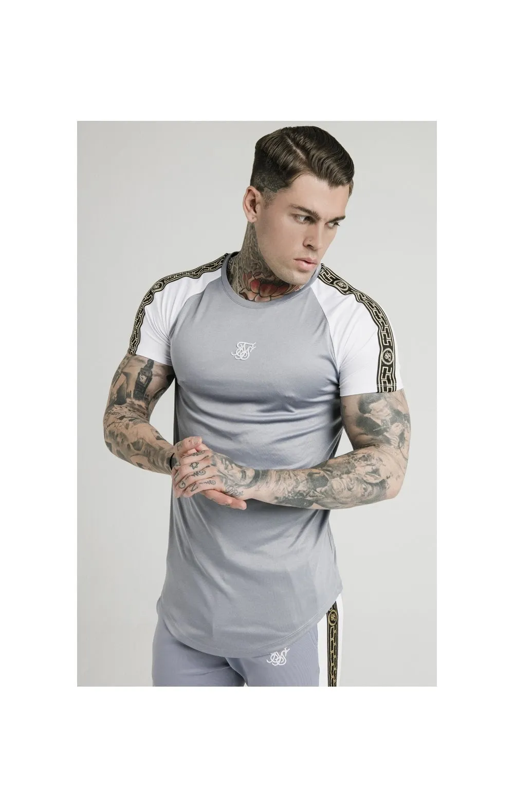 SikSilk S/S Taped Contrast Tee – Grey sold by Siksilk
