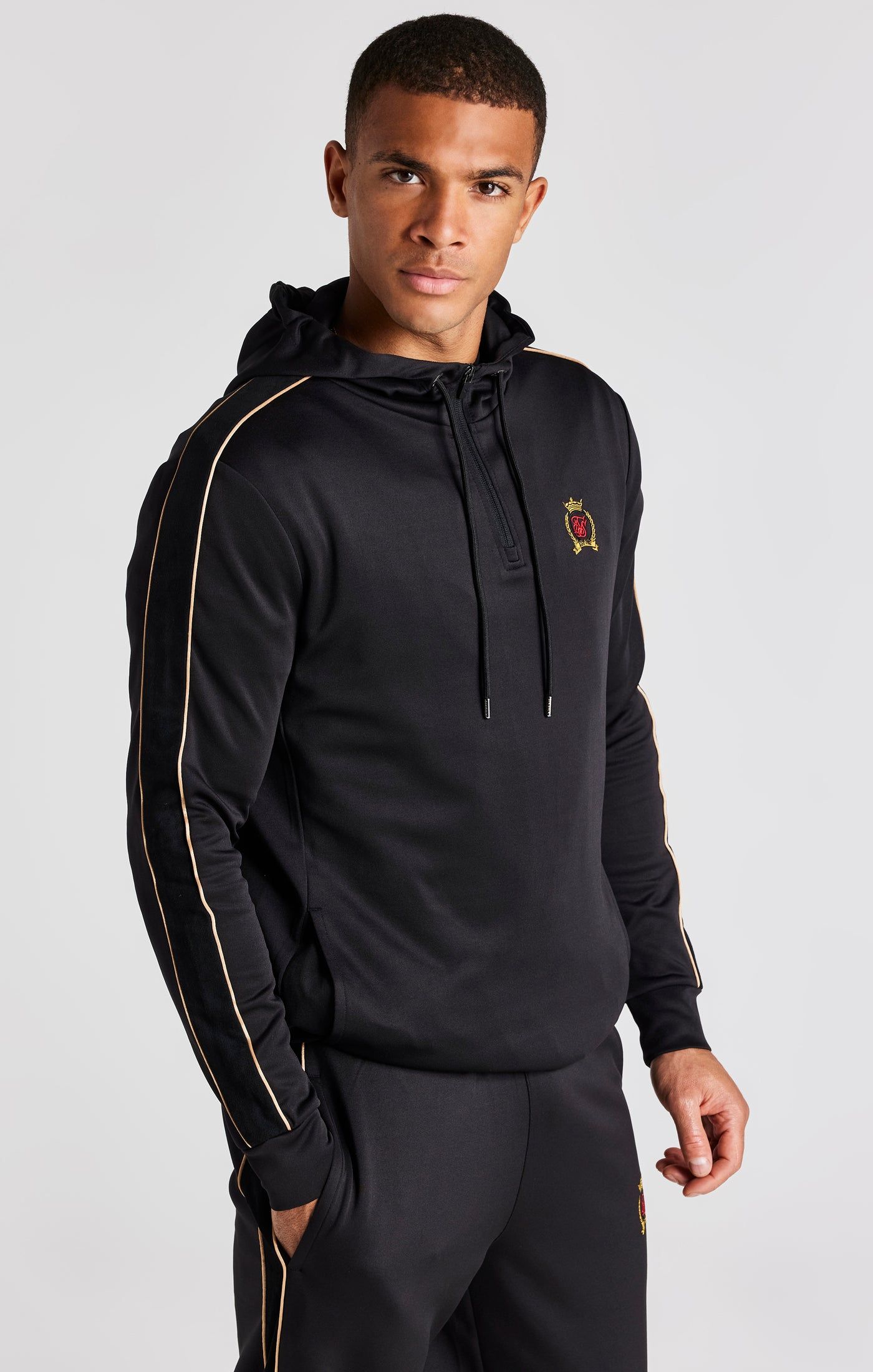 Black Quarter Zip Hoodie sold by Siksilk