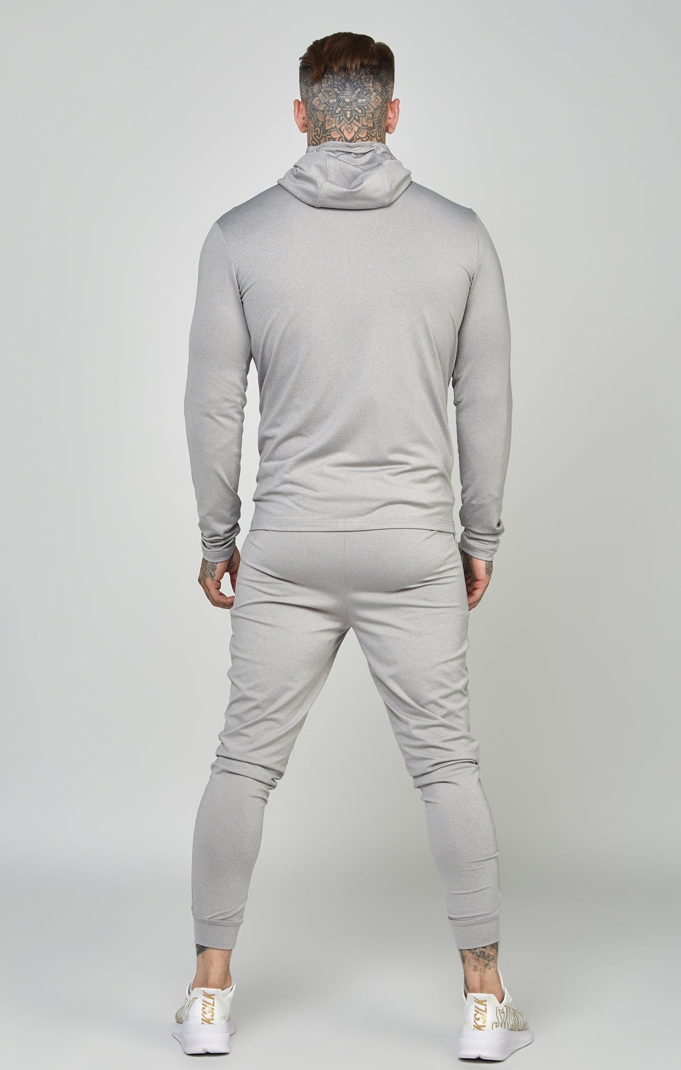 Grey Marl Sports Zip Through Muscle Fit Hoodie sold by Siksilk product image thumbnail 5