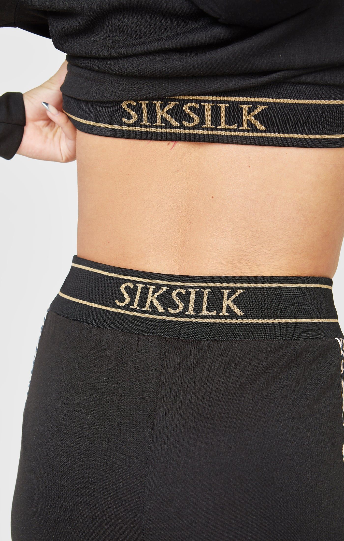 Black Leopard Print Panelled Track Pant sold by Siksilk product image thumbnail 6