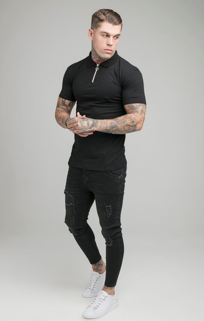 Black Opulent Zip Polo Shirt sold by Siksilk product image thumbnail 5