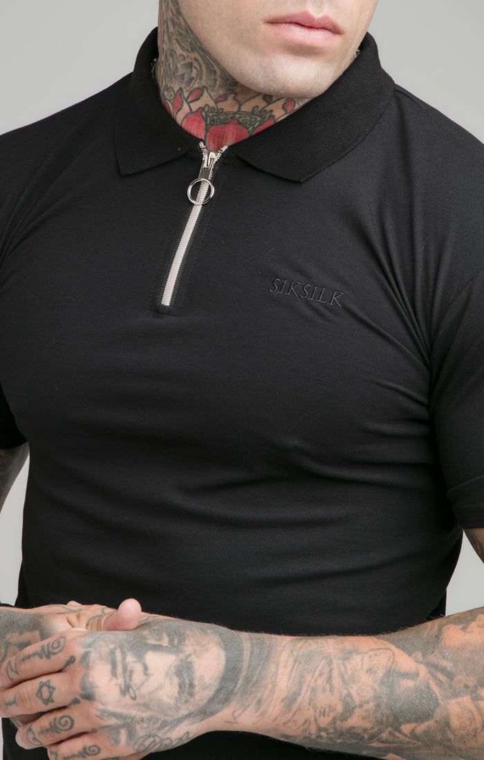 Black Opulent Zip Polo Shirt sold by Siksilk product image thumbnail 2
