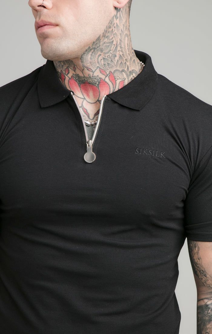 Black Opulent Zip Polo Shirt sold by Siksilk product image thumbnail 3