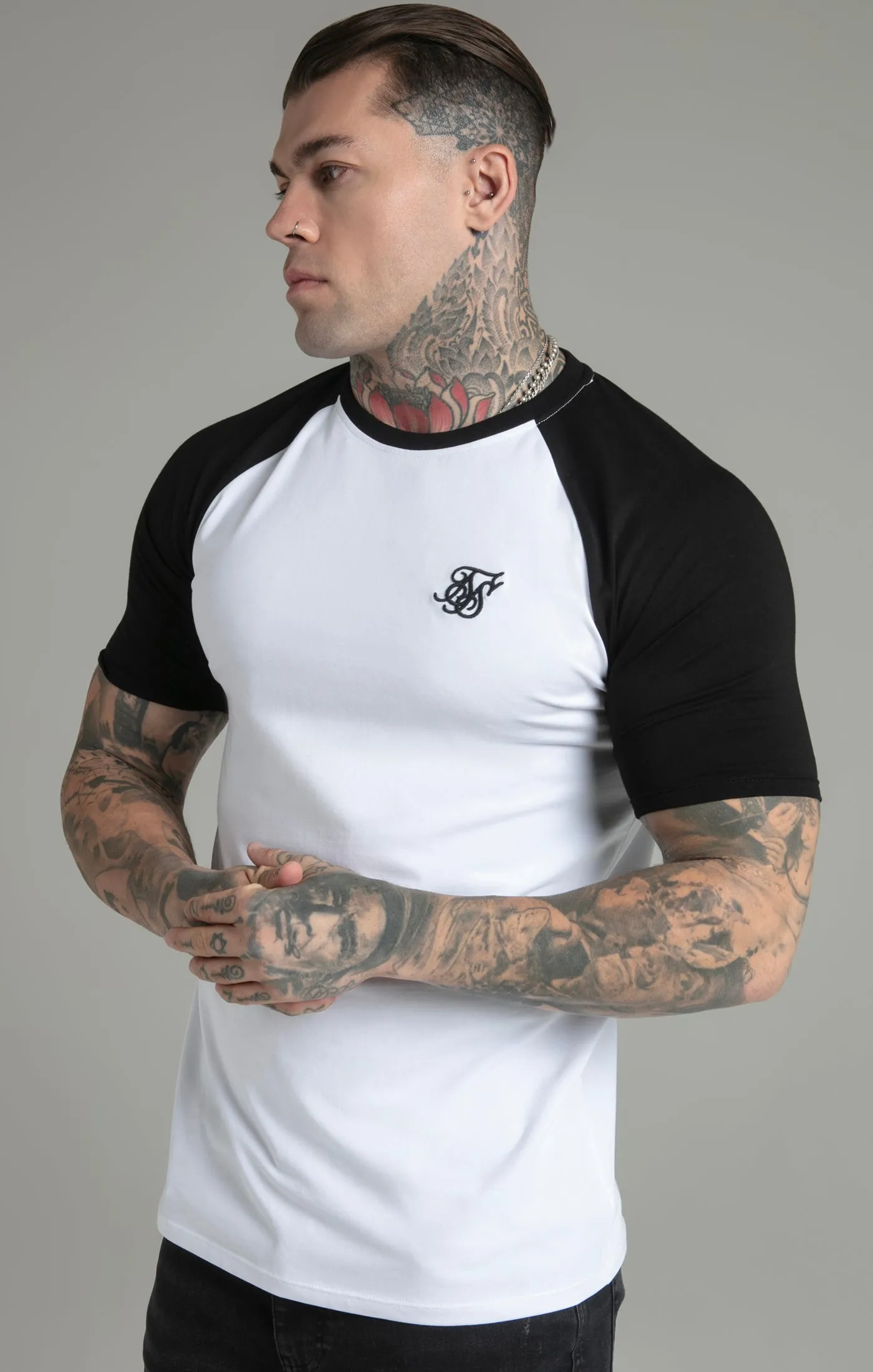 White Black Raglan T-Shirt sold by Siksilk